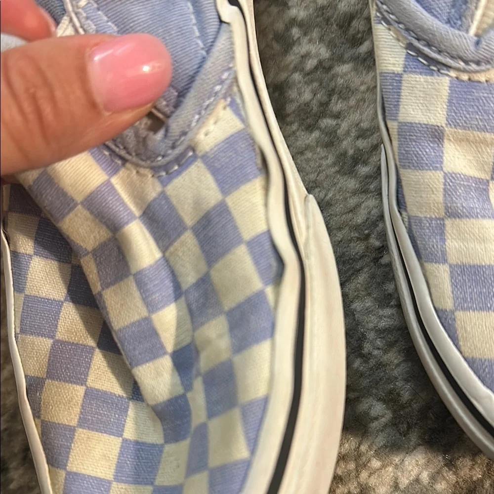 Vans Kids Checkered Slip-On Shoes - Blue and Cream